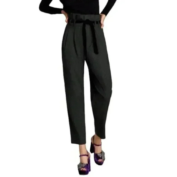 Zara Paper Bag Striped Pinstripe Pants High Waisted Gray Size XS - Picture 1 of 16